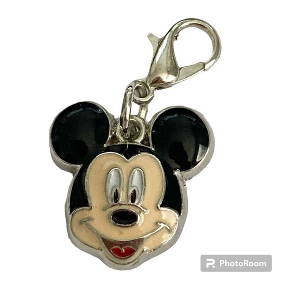 Disney Mickey Mouse Clip On Charm Smiling Enamel Zipper Pull Purse Signed Charm - Picture 1 of 9